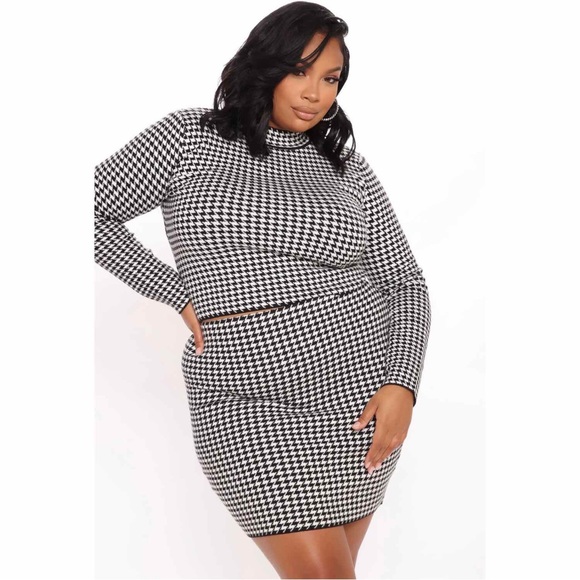💥 NEW | Houndstooth Long Sleeve with Mini Skirt Matching Set - Picture 13 of 16